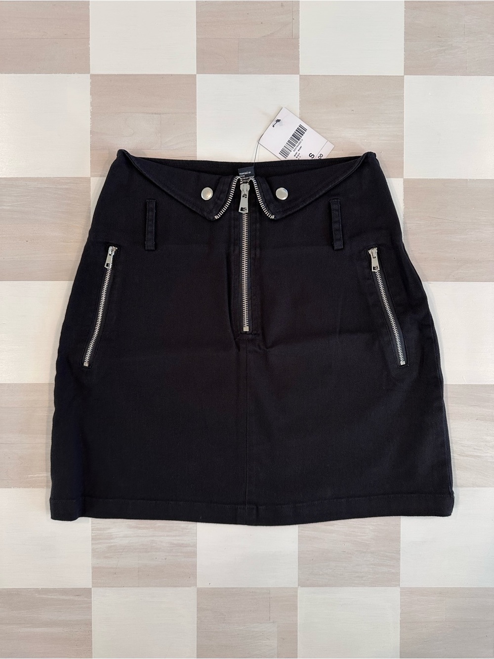 black silver zip front mini skirt grunge whimsigoth punk emo skater pencil witch